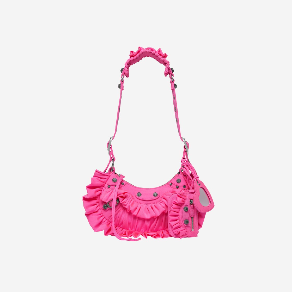 Balenciaga Le Cagole XS Shoulder Bag with Ruffles Acid Pink 상세 이미지 1