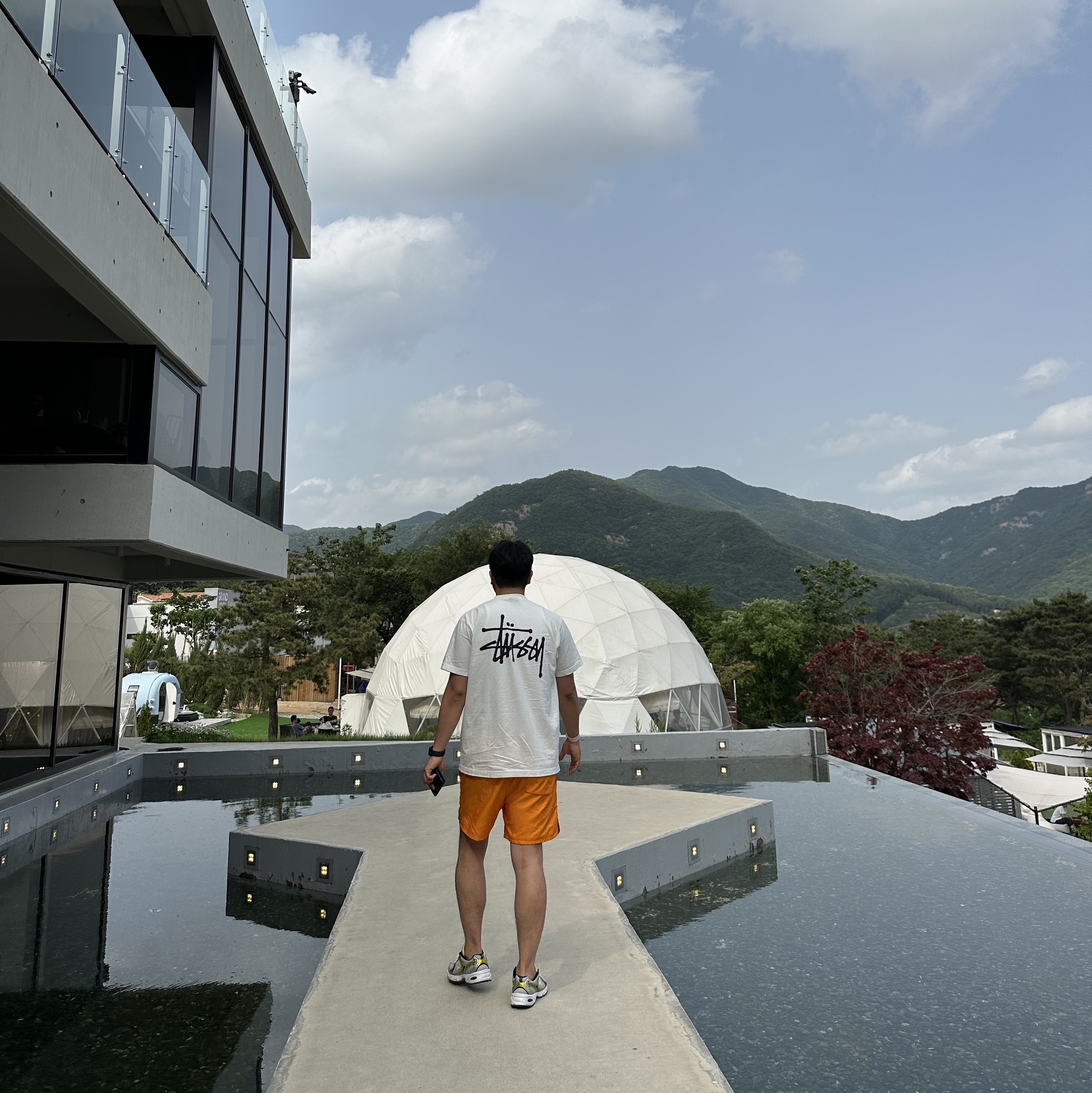 Stussy Basic Stussy Pigment Dyed T-Shirt Natural 2022, New Balance 530 Silver 착용 스타일