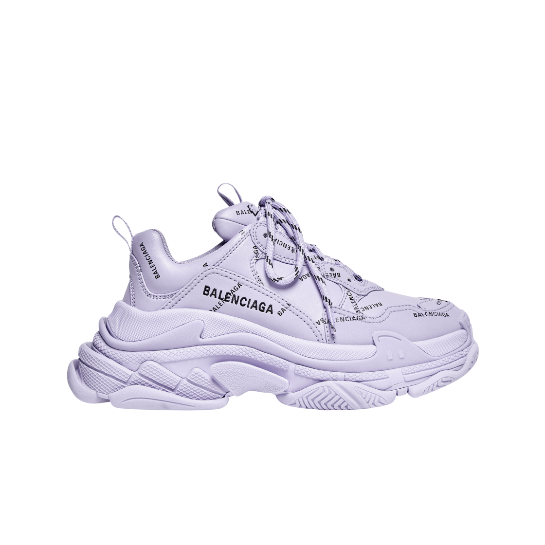 (W) 발렌시아가 트리플 S 스니커즈 올오버 로고 라일락((W) Balenciaga Triple S Sneakers Allover Logo Lilac) - 1