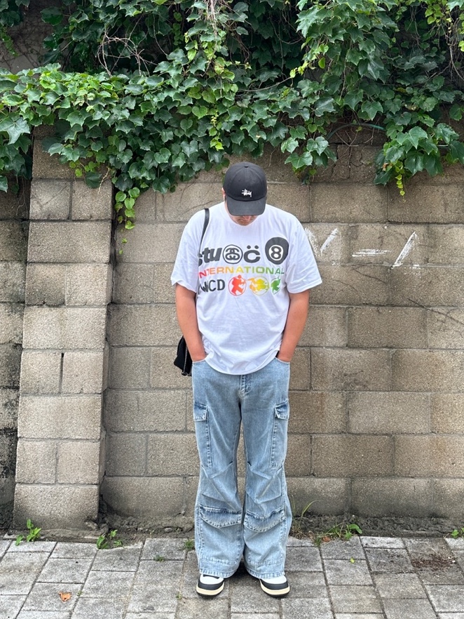 Nike Terminator High Black and Phantom, Stussy x Cactus Plant Flea Market International T-Shirt White 착용 스타일 - 1