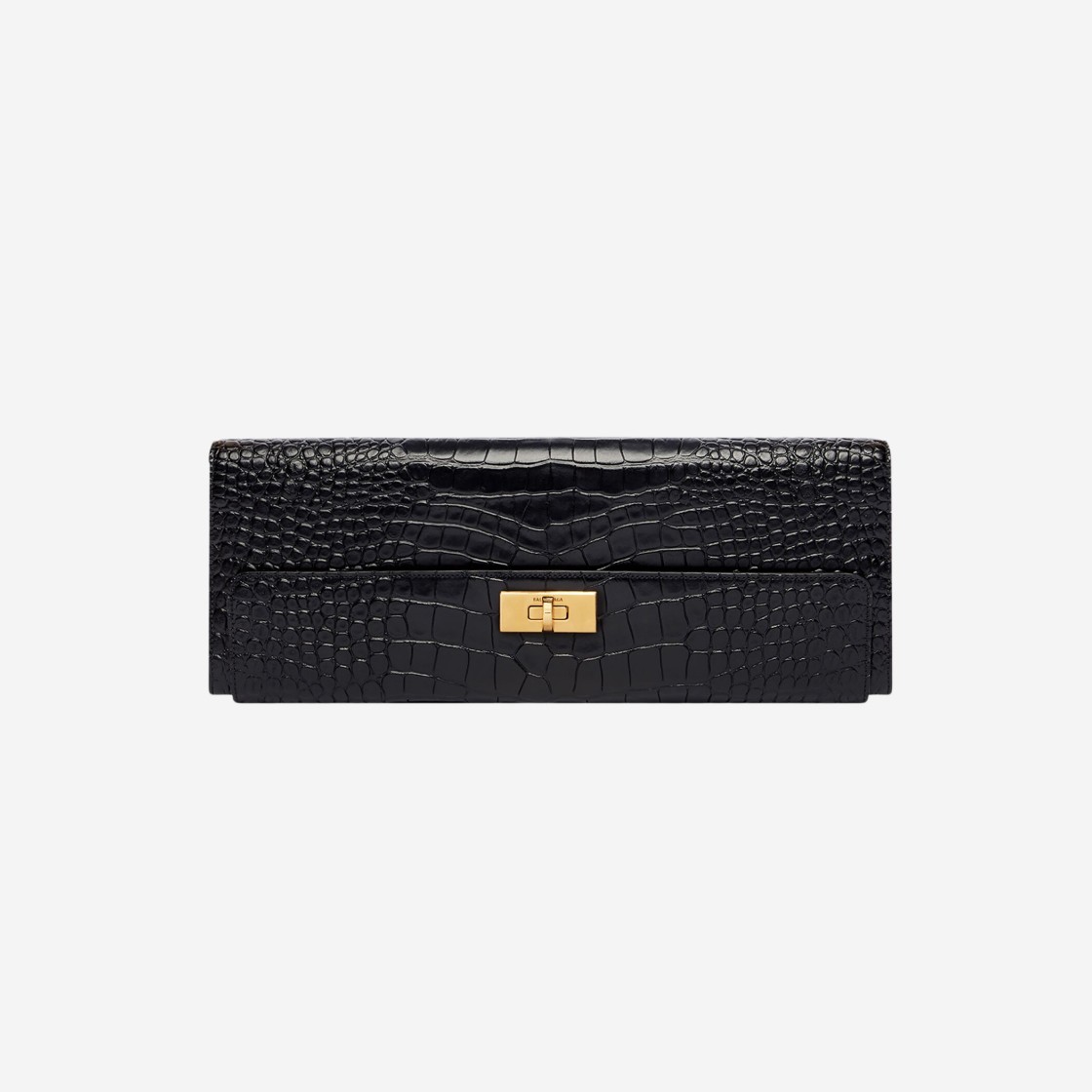 Balenciaga Money Elongate Pouch with Chain Crocodile Embossed Black 상세 이미지 1