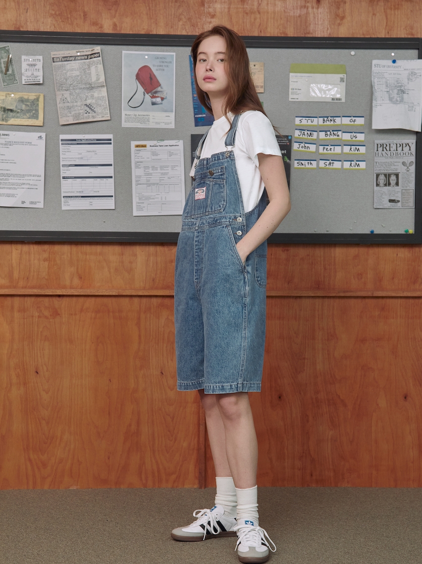 [KREAM 단독] STU Women Denim Overall Mid Blue 착용 스타일