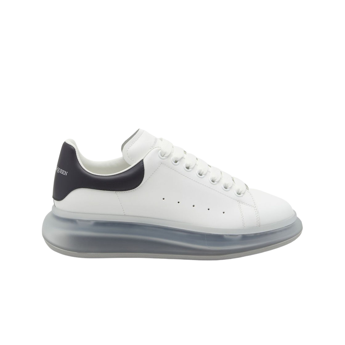 알렉산더 맥퀸 오버사이즈드 스니커즈 클리어 솔 화이트 네이비