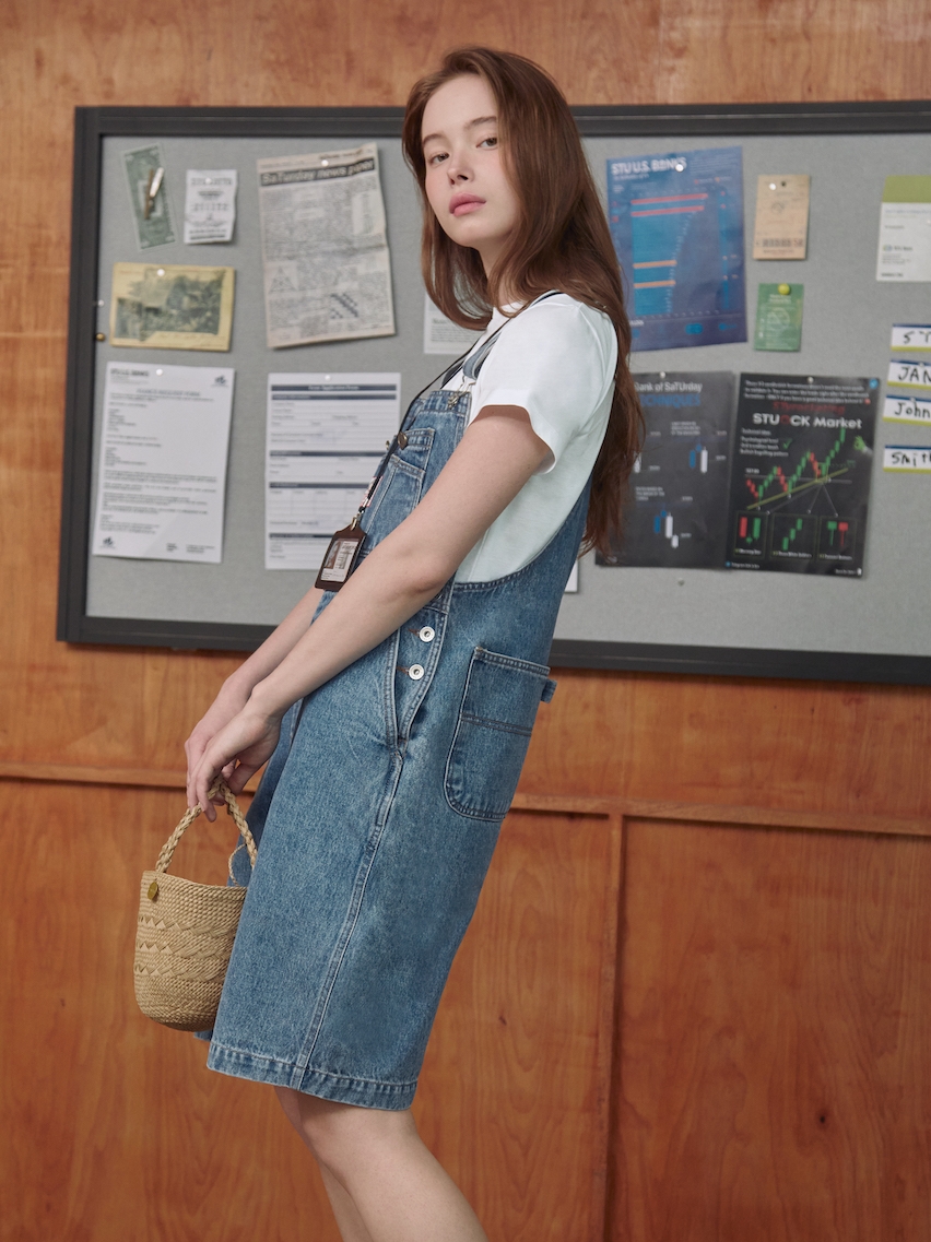 [KREAM 단독] STU Women Denim Overall Mid Blue 착용 스타일