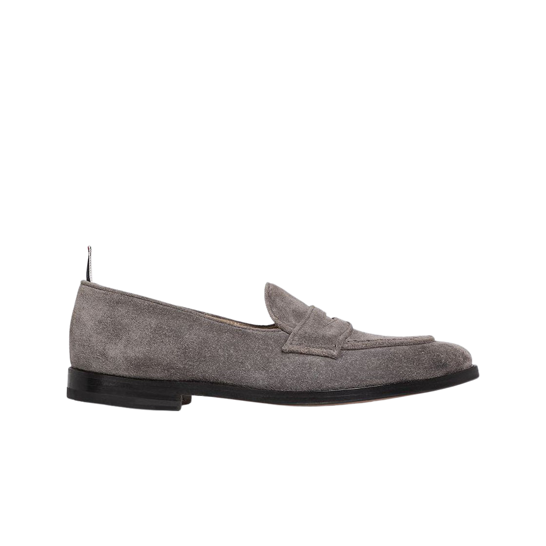 (W) 톰브라운 파인 키드 스웨이드 바시티 페니 로퍼 미디움 그레이((W) Thom Browne Fine Kid Suede Varsity Penny Loafer Medium Grey) - 1