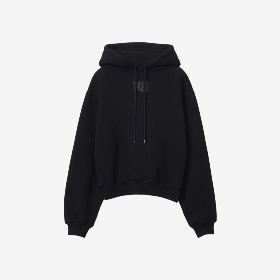 (W) Alexander Wang Puff Logo Hoodie in Structured Terry Black 상세 이미지 1