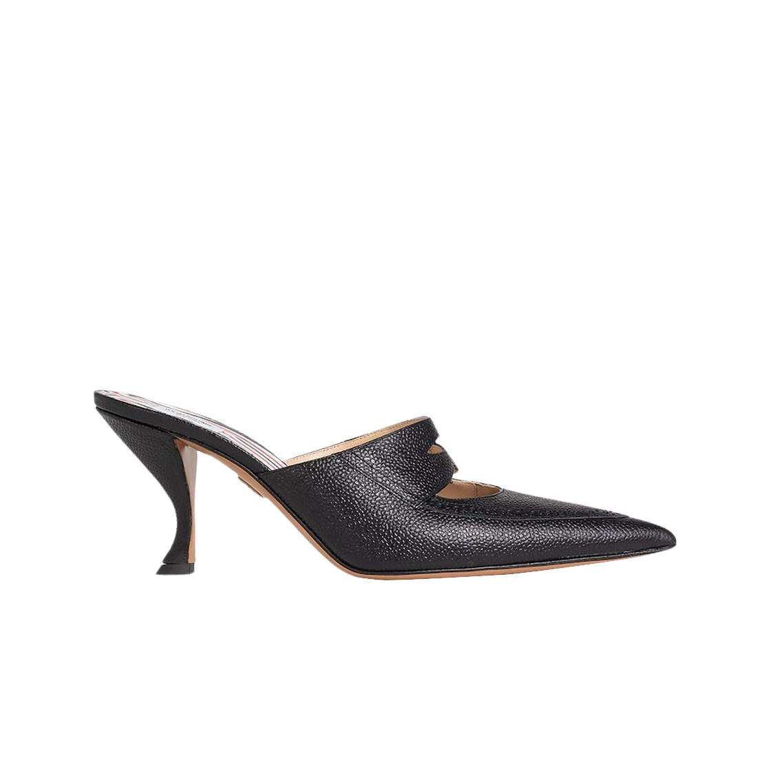 (W) 톰브라운 페블 그레인 컷 아웃 페니 로퍼 뮬 블랙((W) Thom Browne Pebble Grain Cut Out Penny Loafer Mule Black) - 1