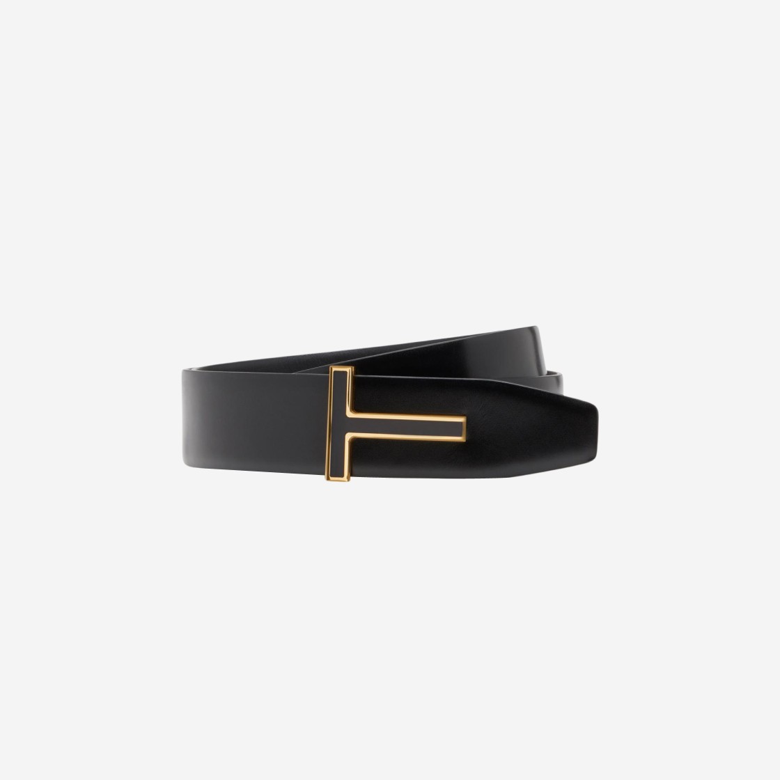 Tom Ford Smooth Leather Enamel Buckle T Belt Black 상세 이미지 1