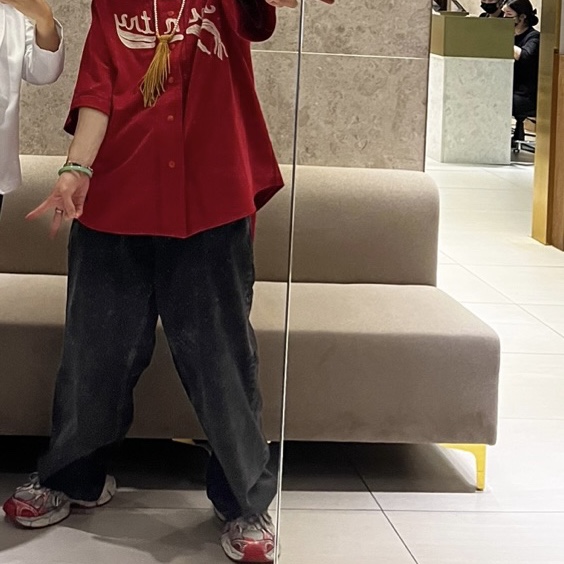 Kapital Baseball Bone Shirt Red, Balenciaga 3XL Sneakers White Red 착용 스타일