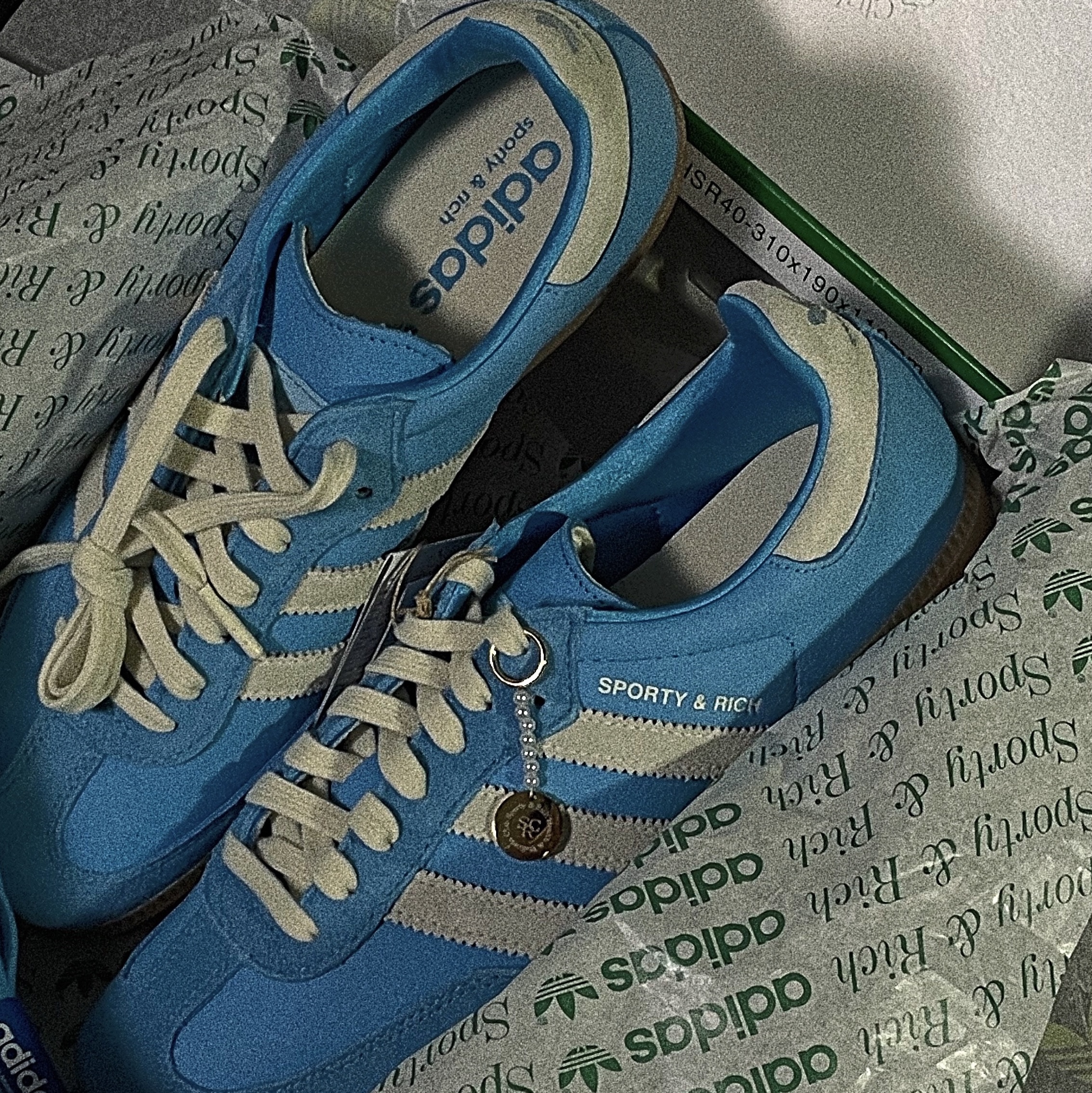 Adidas x Sporty & Rich Samba Blue Rush Cream White 착용 스타일
