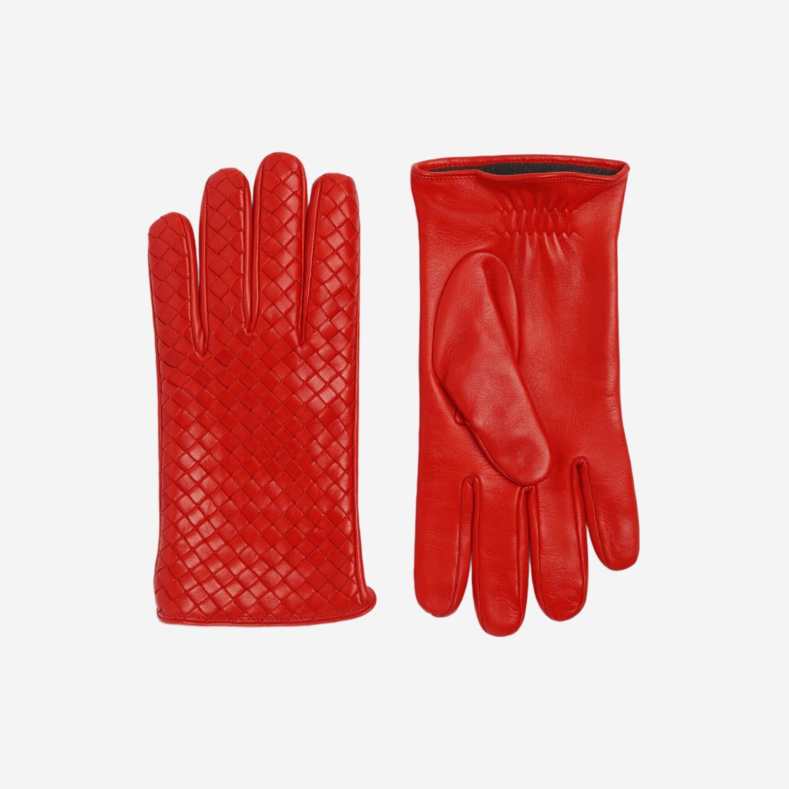 Bottega Veneta Leather Intrecciato Gloves Poppy 상세 이미지 1