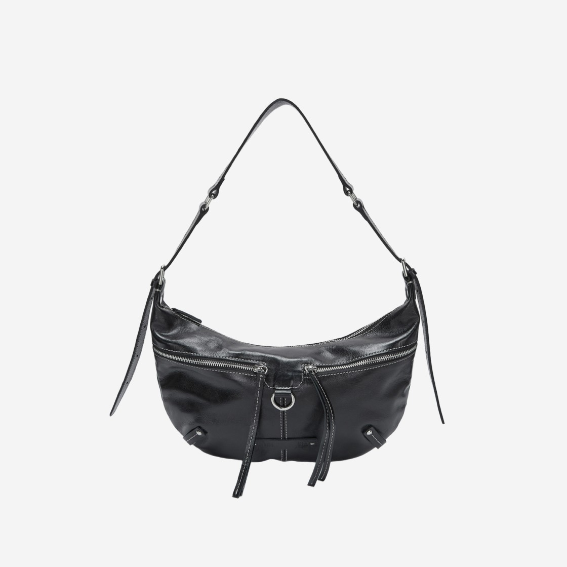 Matin Kim Zipper Leather Round Bag Black 상세 이미지 1