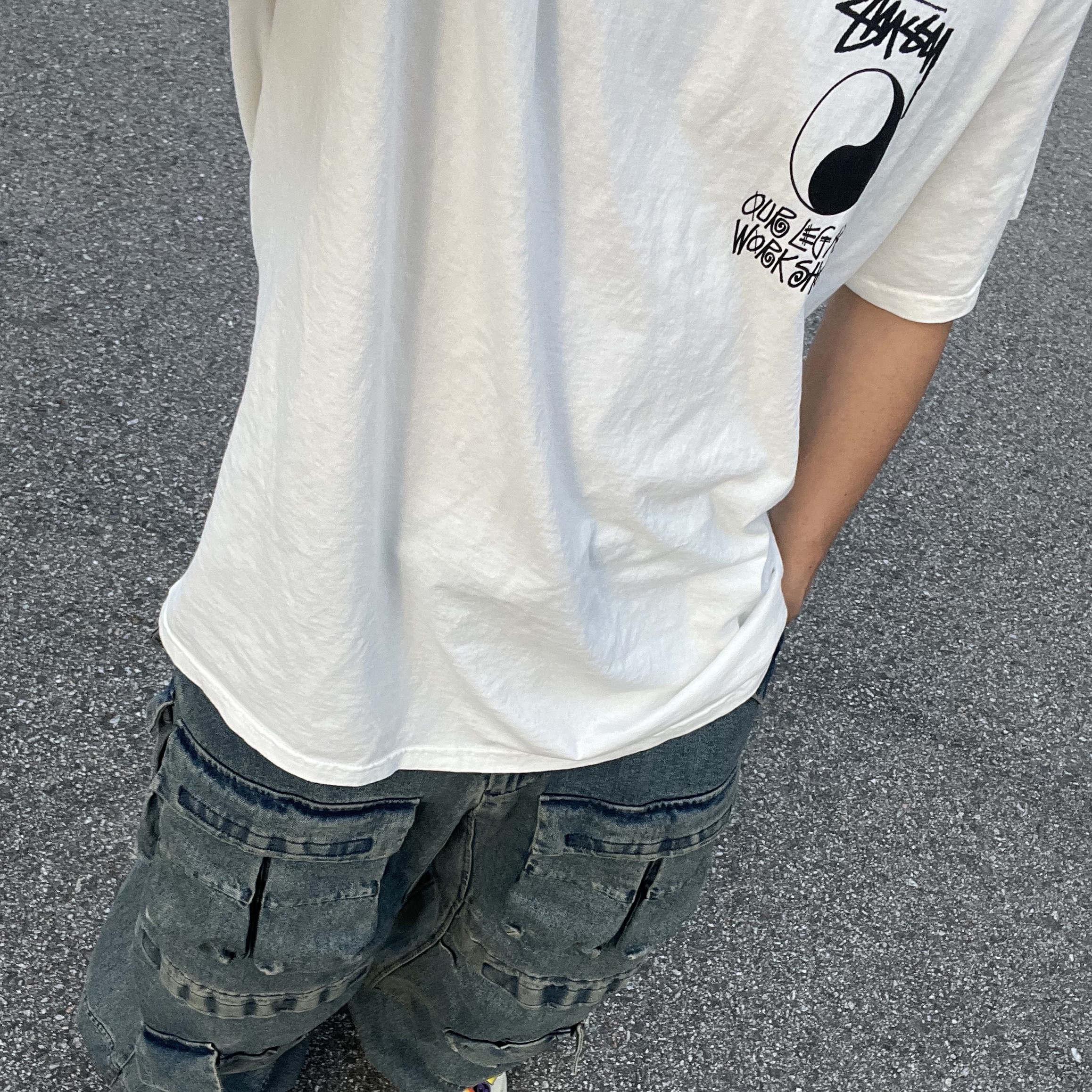 Stussy x Our Legacy Frame Pigment Dyed T-Shirt Natural 착용 스타일