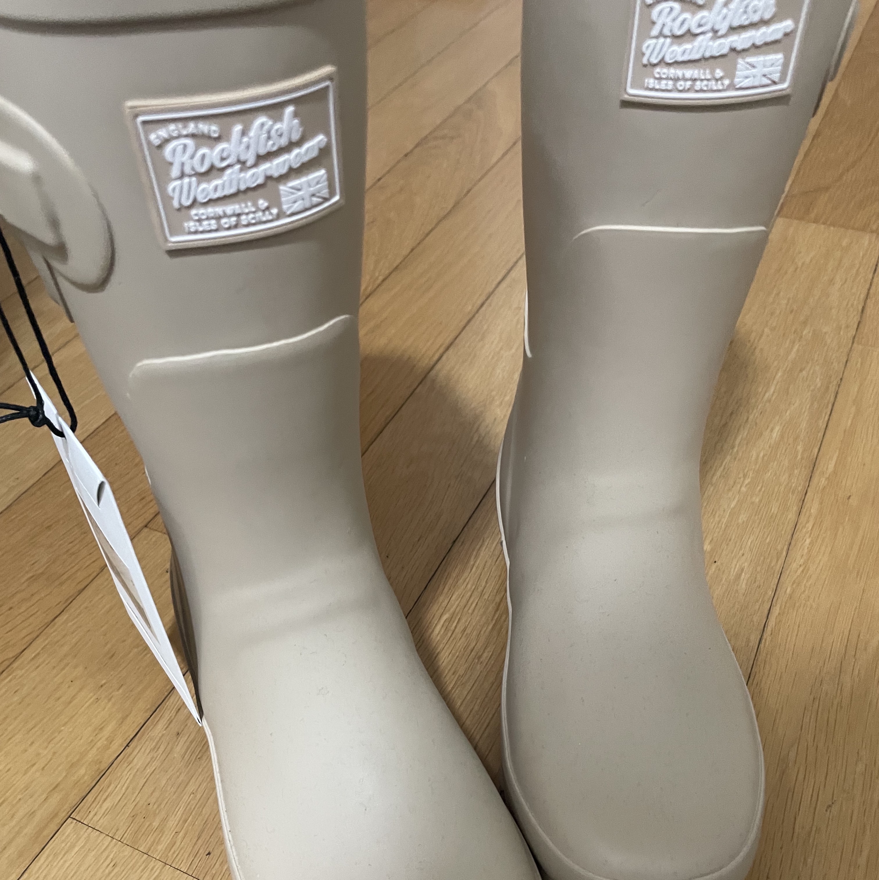 (W) Rockfishweatherwear Original Short Rain Boots Beige 착용 스타일