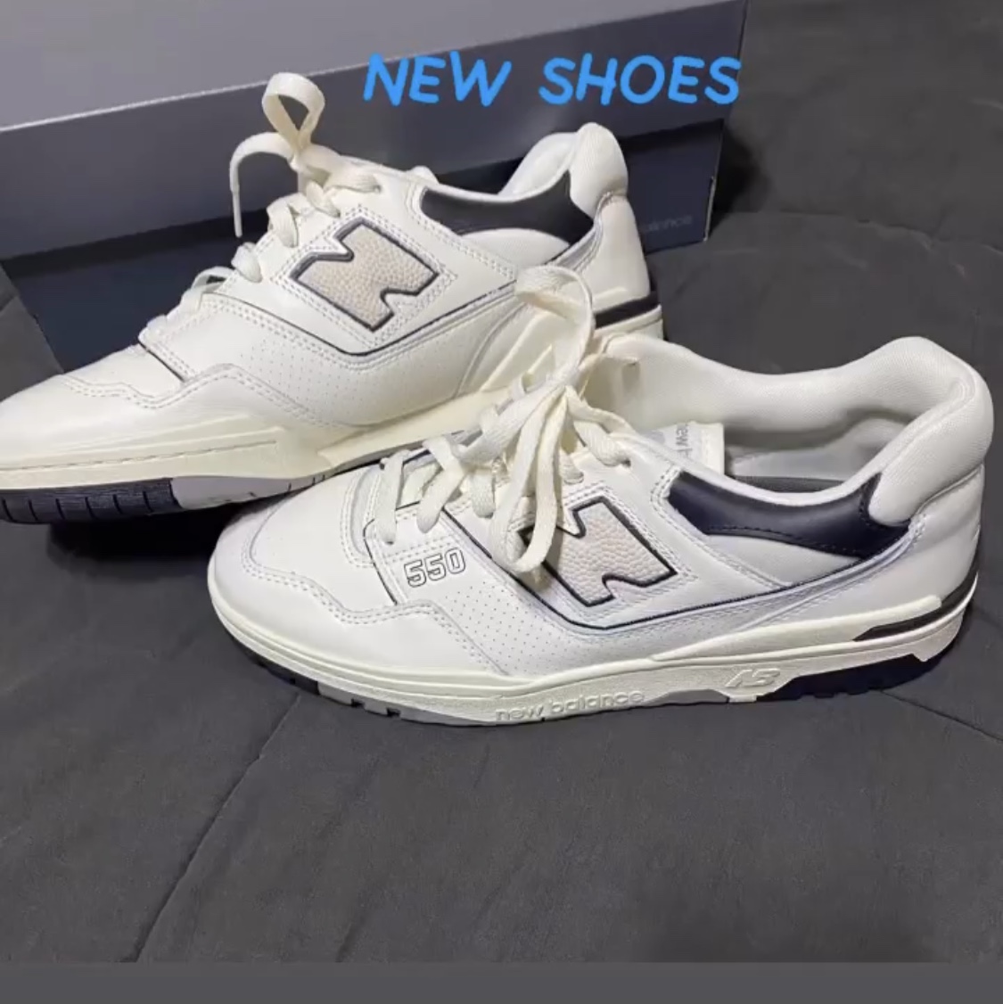 New Balance 550 White Grey - 2E Wide 착용 스타일