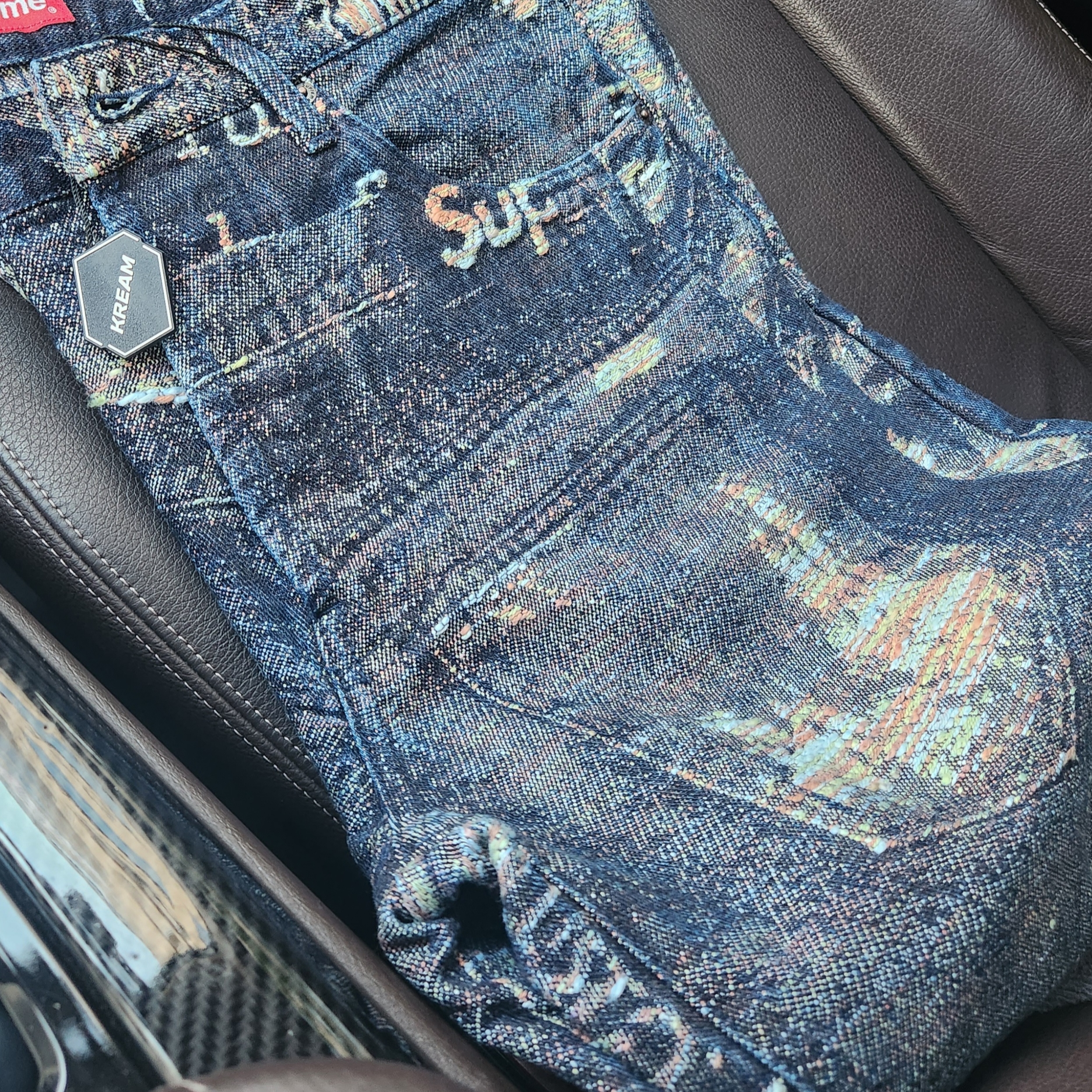 Supreme Archive Denim Jacquard Regular Jean Blue - 23SS 착용 스타일