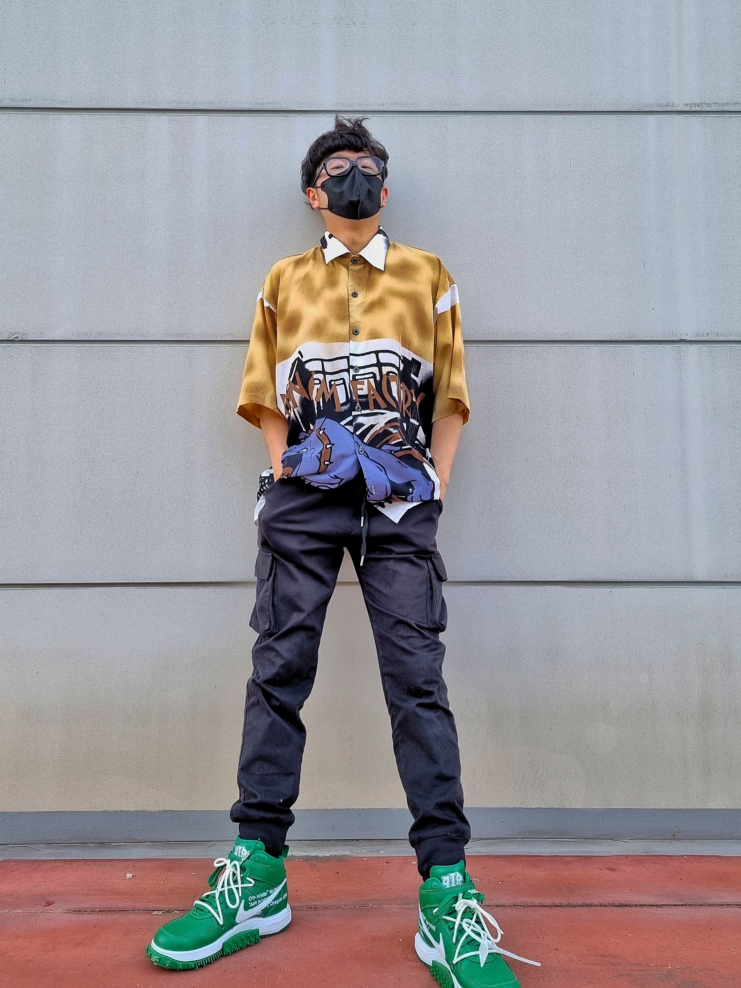Nike x Off-White Air Force 1 Mid SP Leather Pine Green 착용 스타일 - 2