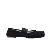 (W) MM6 Maison Margiela Numeric Logo Strap Ballerina Flat Shoes Black