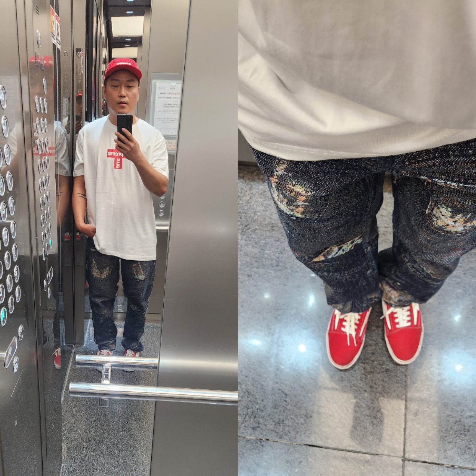 Supreme Archive Denim Jacquard Regular Jean Blue - 23SS 착용 스타일