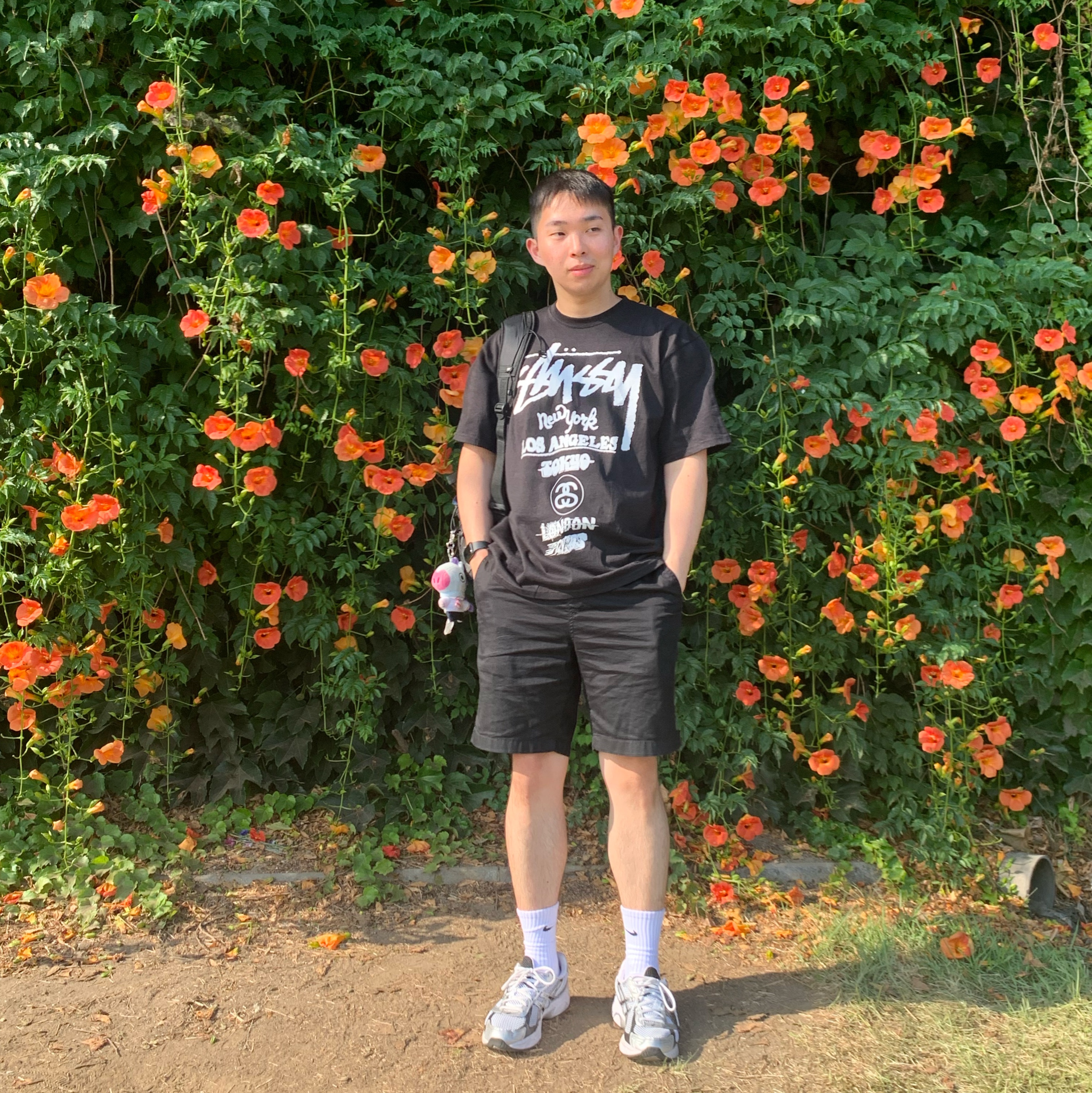 Stussy Tour T-Shirt Black, Asics Gel-1130 White Black 착용 스타일 - 1