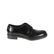 Prada Brushed Leather Lace-Up Black