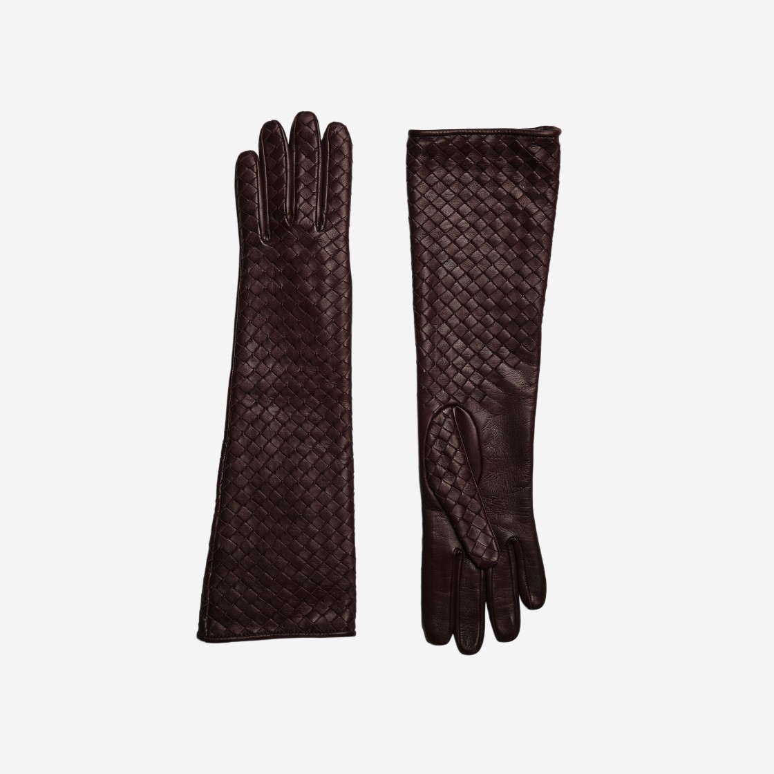 (W) Bottega Veneta Intrecciato Leather Midi Gloves Oxblood 상세 이미지 1