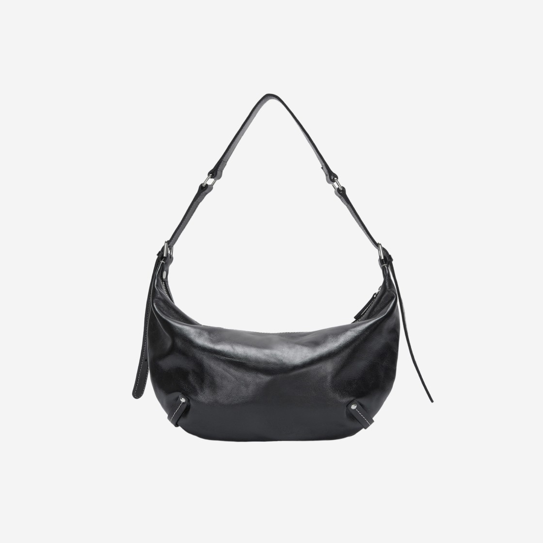 Matin Kim Zipper Leather Round Bag Black 상세 이미지 2