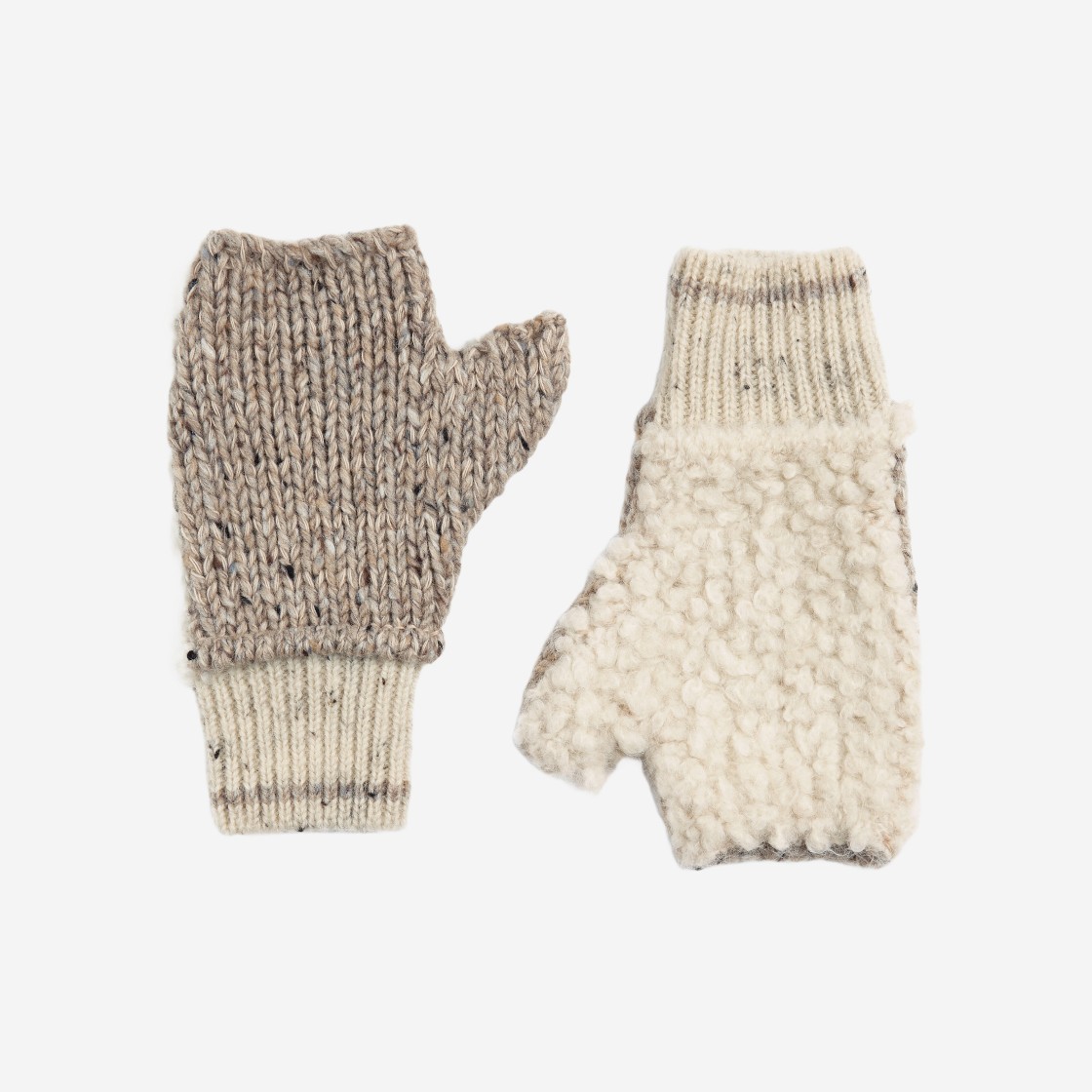 Bottega Veneta Patchwork Wool Mittens Sand Melange Multi 상세 이미지 1