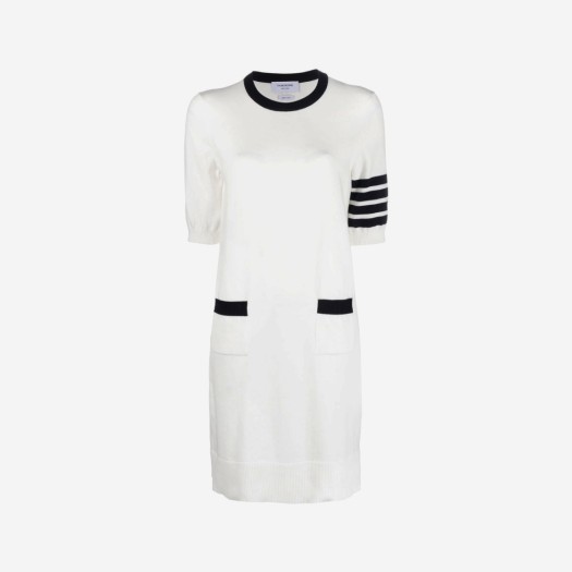 (W) 톰브라운 코튼 헥터 포인텔 사선 미니 드레스 화이트