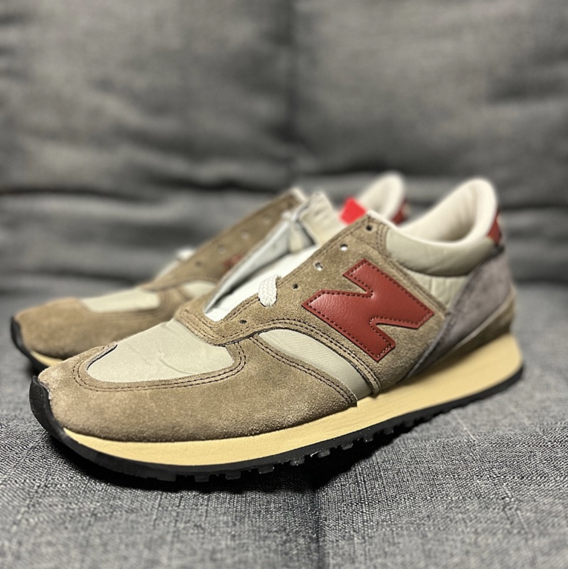 New Balance 730 Made in UK Beige 착용 스타일