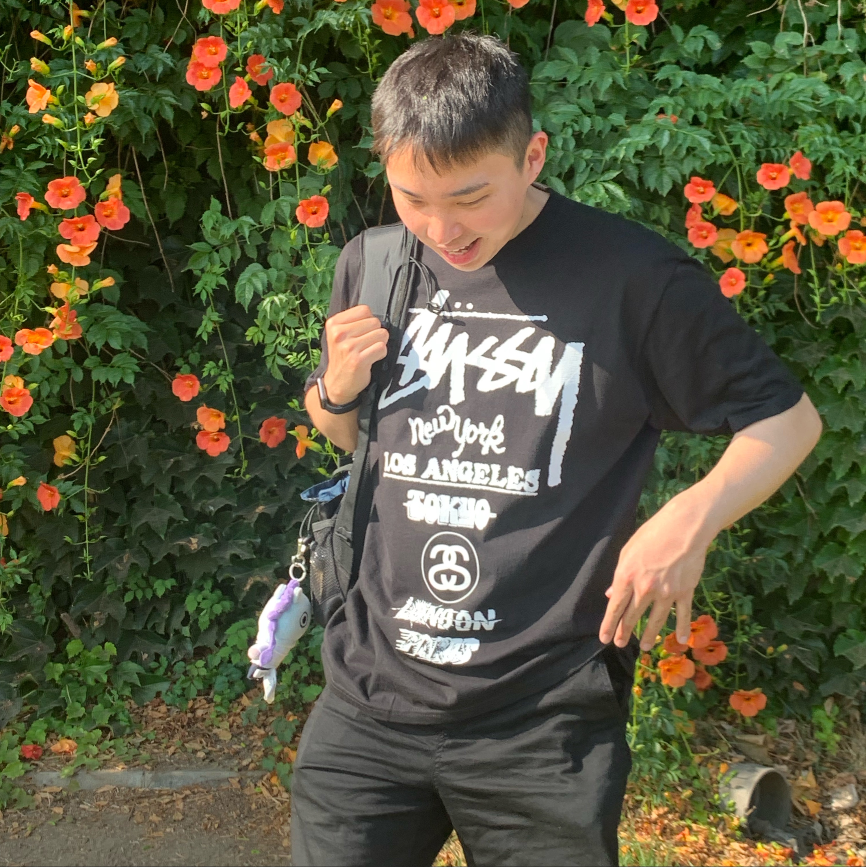 Stussy Tour T-Shirt Black, Asics Gel-1130 White Black 착용 스타일 - 2