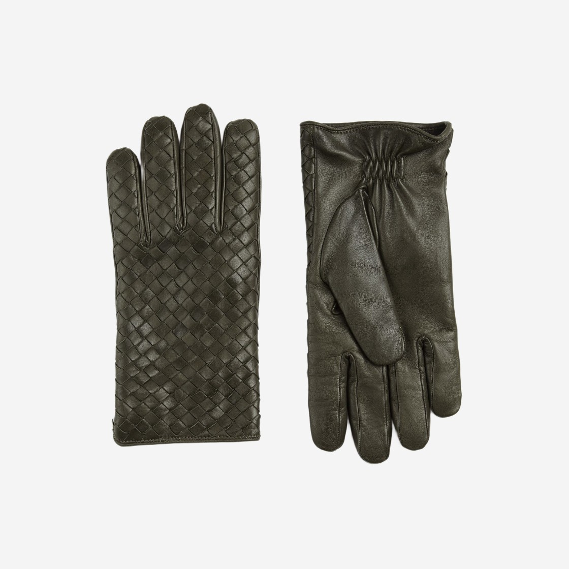 Bottega Veneta Intrecciato Leather Gloves Dark Green 상세 이미지 1