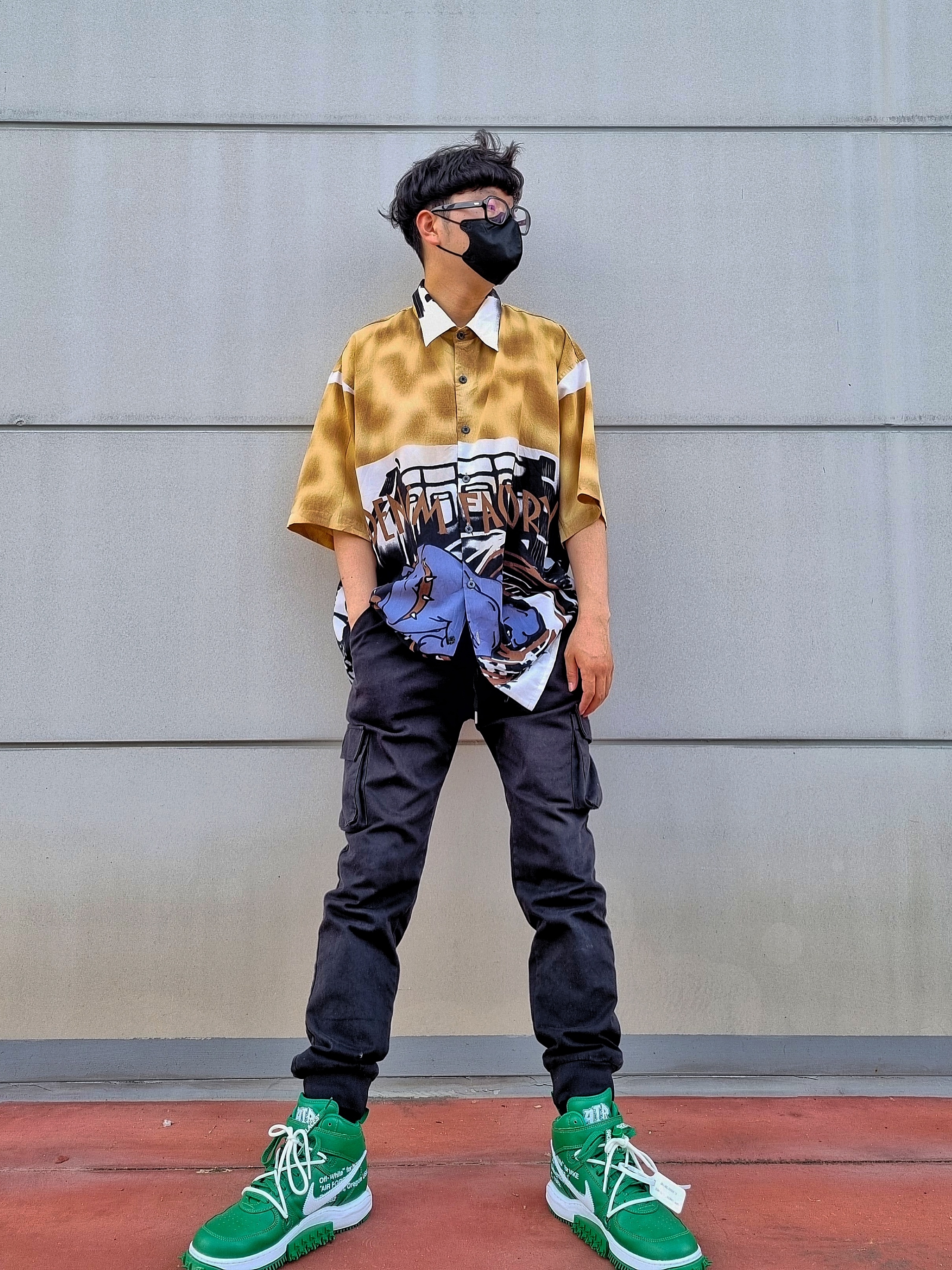 Nike x Off-White Air Force 1 Mid SP Leather Pine Green 착용 스타일 - 3