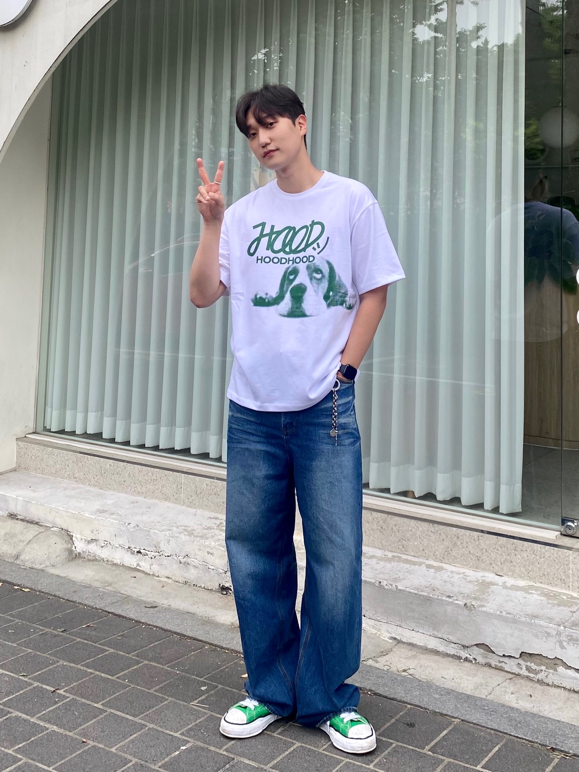 Maison Mihara Yasuhiro Peterson OG Sole Canvas Low Sneakers Green 착용 스타일 - 1