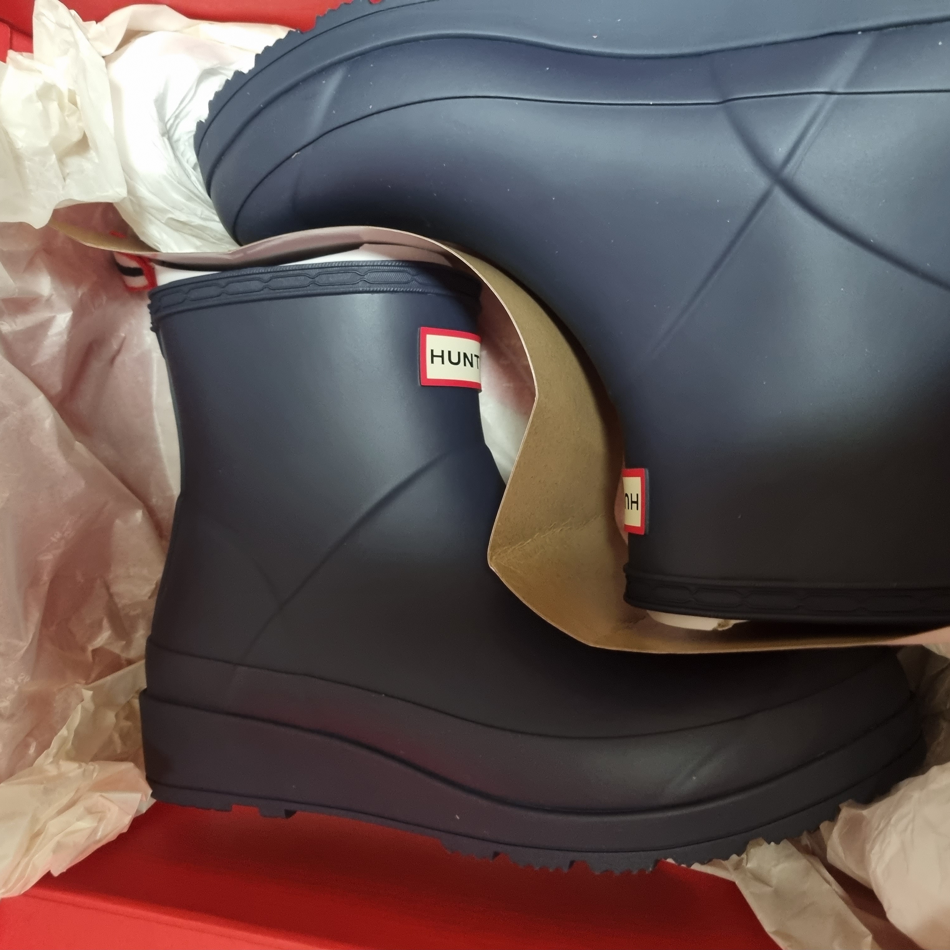 (W) Hunter Play Short Wellington Boots Valtameri Blue 착용 스타일 - 1