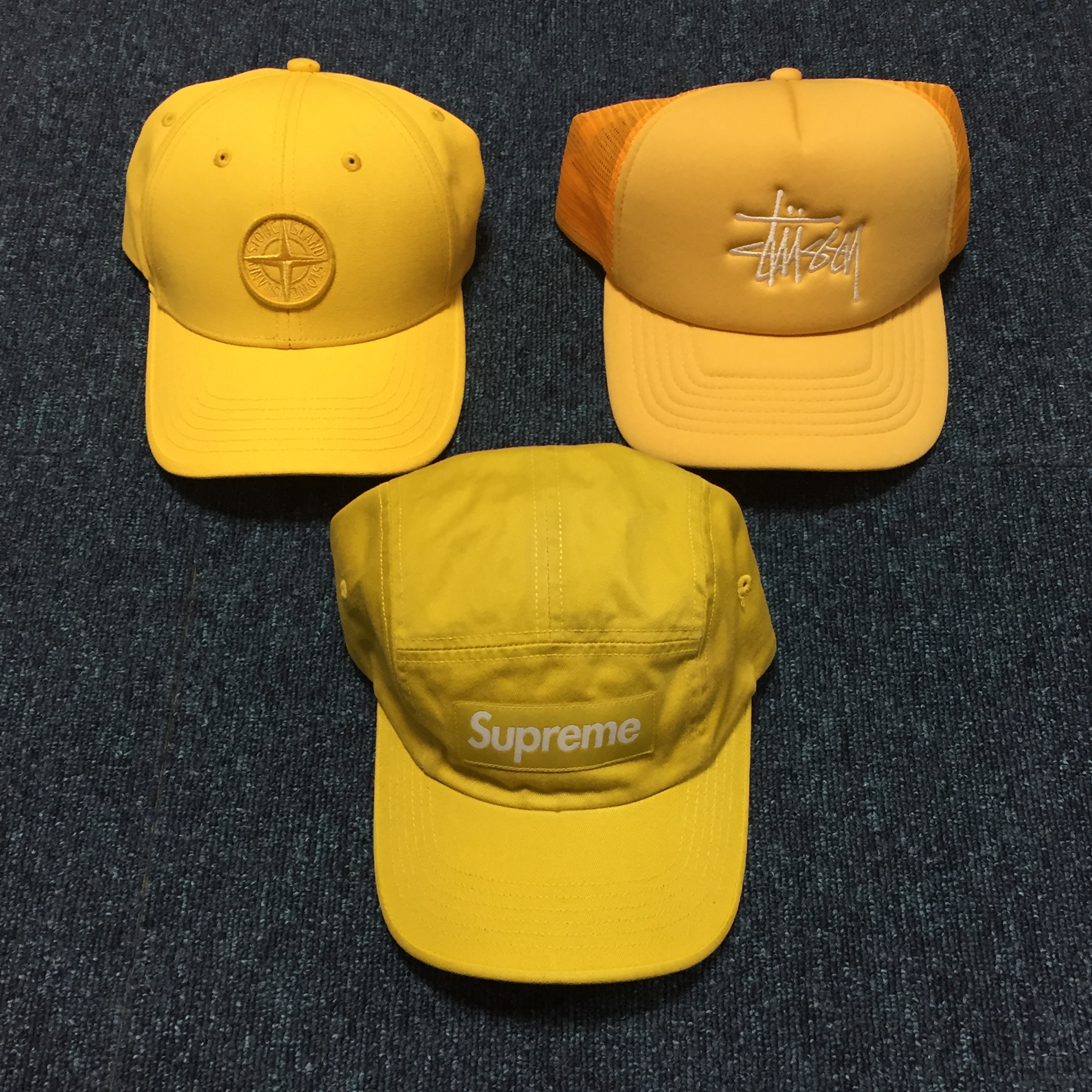 (Kids) Stone Island 91265 Logo Ball Cap Yellow, Supreme Washed Chino Twill Camp Cap Yellow - 23SS 착용 스타일