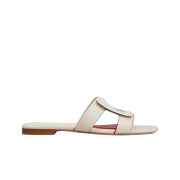 (W) Roger Vivier Stitching Buckle Mules in Leather Off White