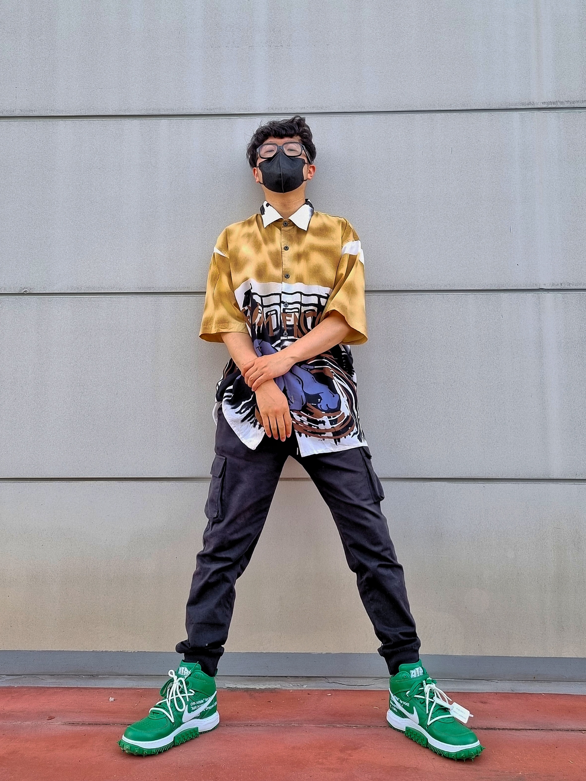Nike x Off-White Air Force 1 Mid SP Leather Pine Green 착용 스타일 - 1