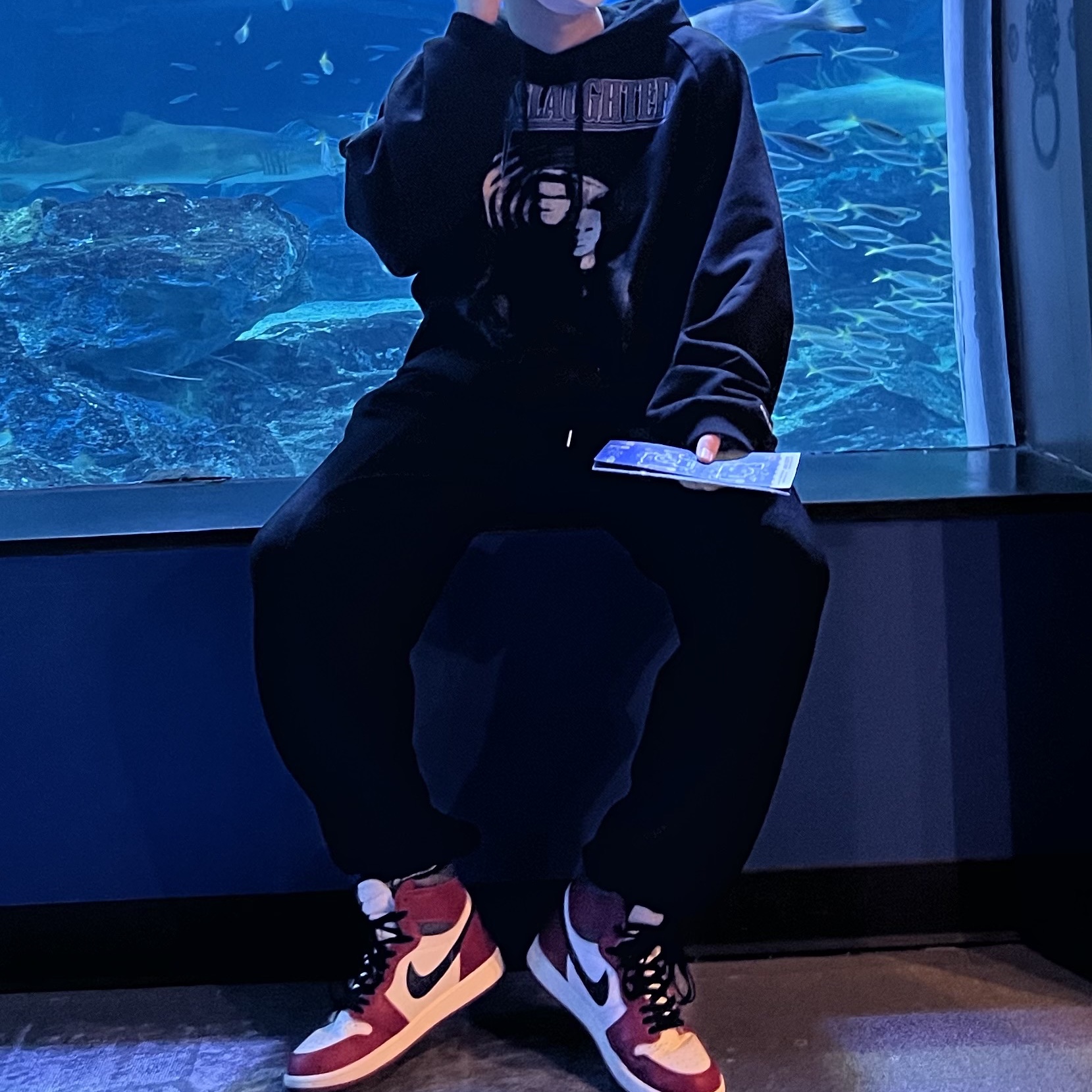 Jordan 1 Retro High OG Chicago 2022, Project G/R Mind Slaughter Vintage Washeed Hoodie Black 착용 스타일
