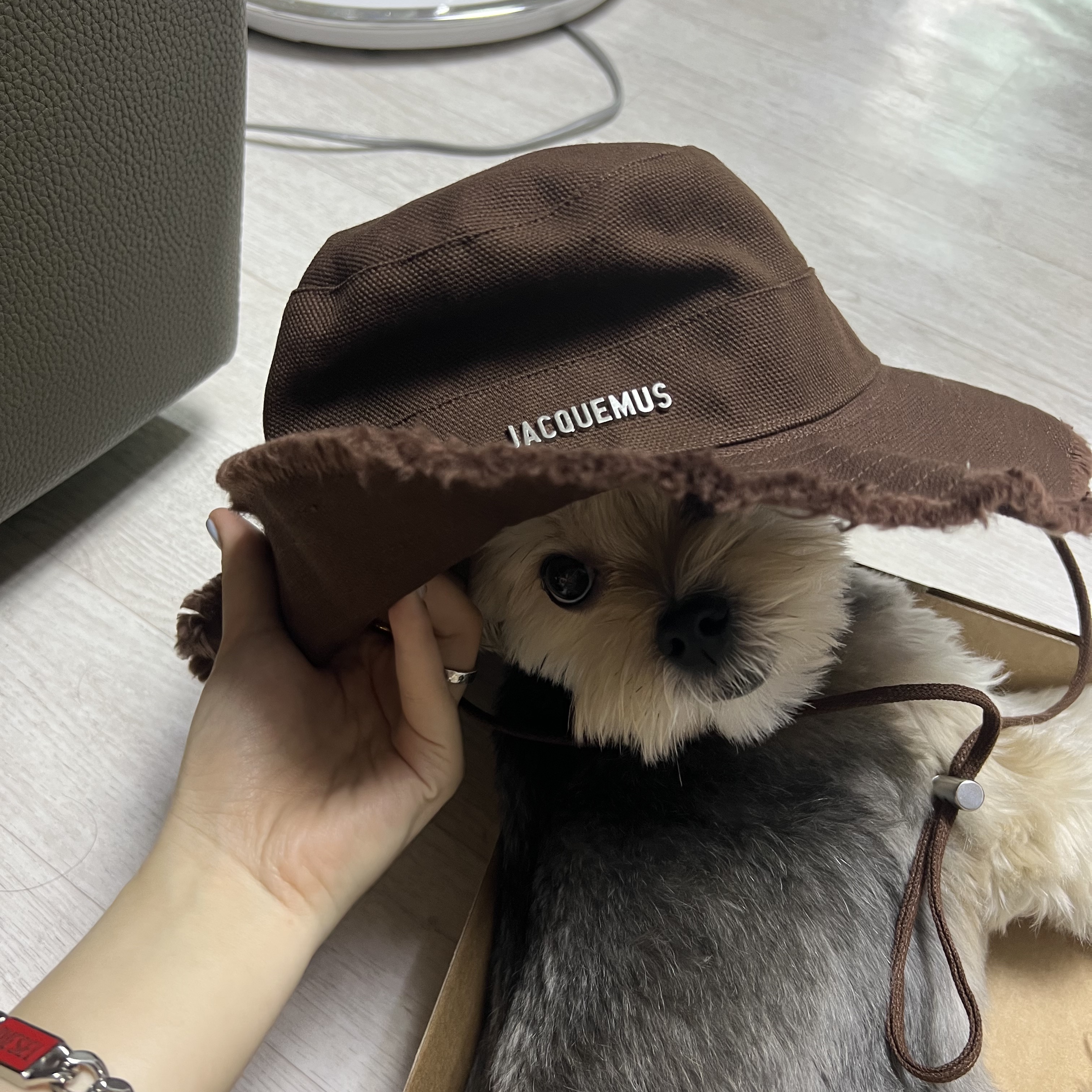 Jacquemus Le Bob Artichaut Bucket Hat Brown 착용 스타일 - 2