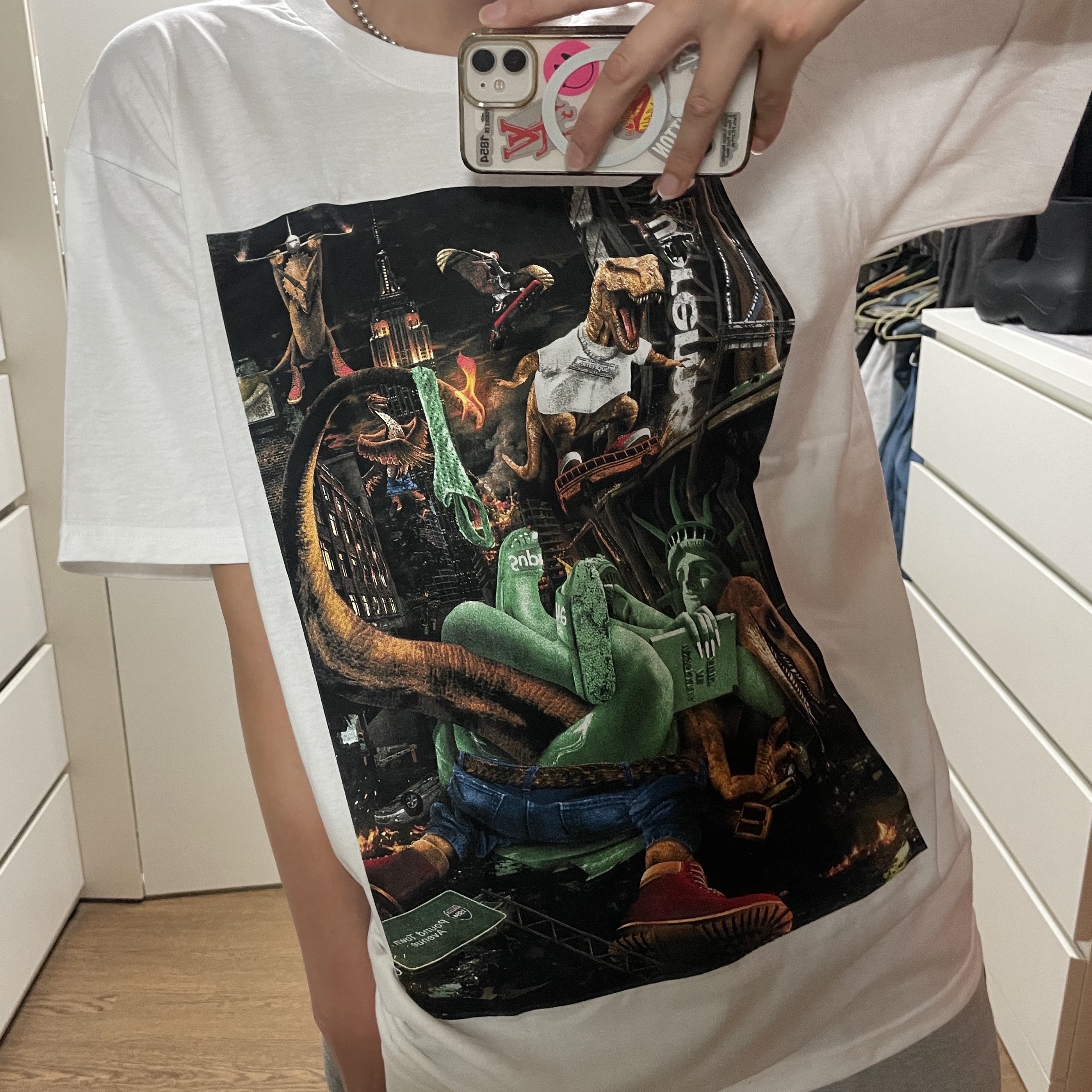 Supreme T-Rex T-Shirt White - 23SS 착용 스타일