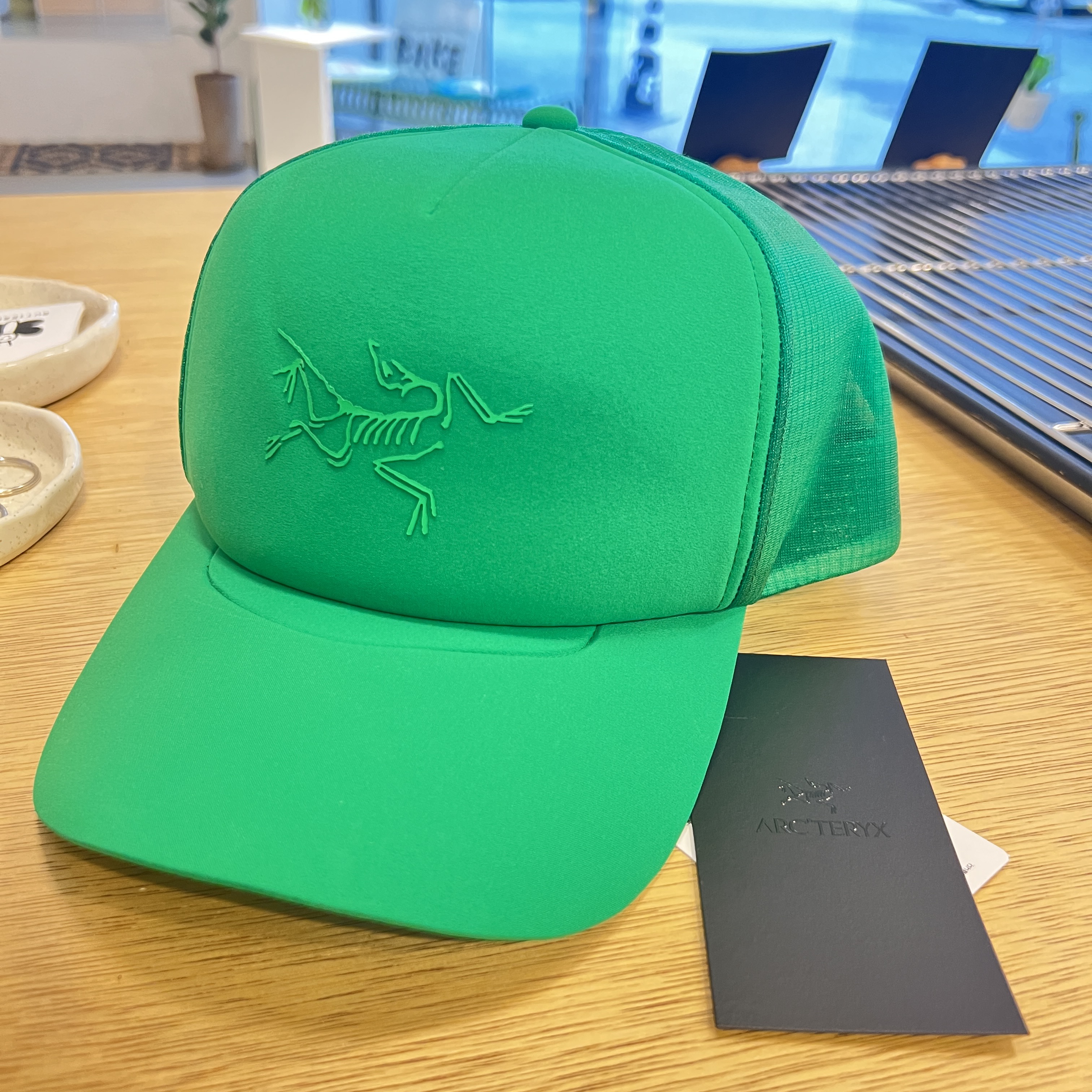 Arc'teryx Bird Curved Brim Trucker Hat Jungle 착용 스타일