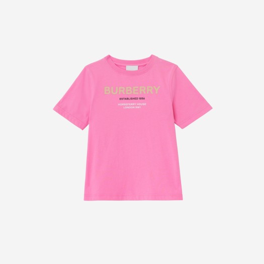 (키즈) 버버리 호스페리 프린트 코튼 티셔츠 버블검 핑크