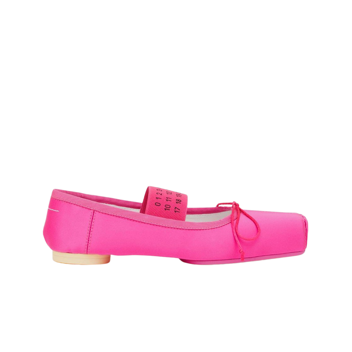 S66WZ0027P5560T5007 (W) MM6 Maison Margiela Numeric Logo Strap Ballerina Flat Shoes Fuchsia Pink