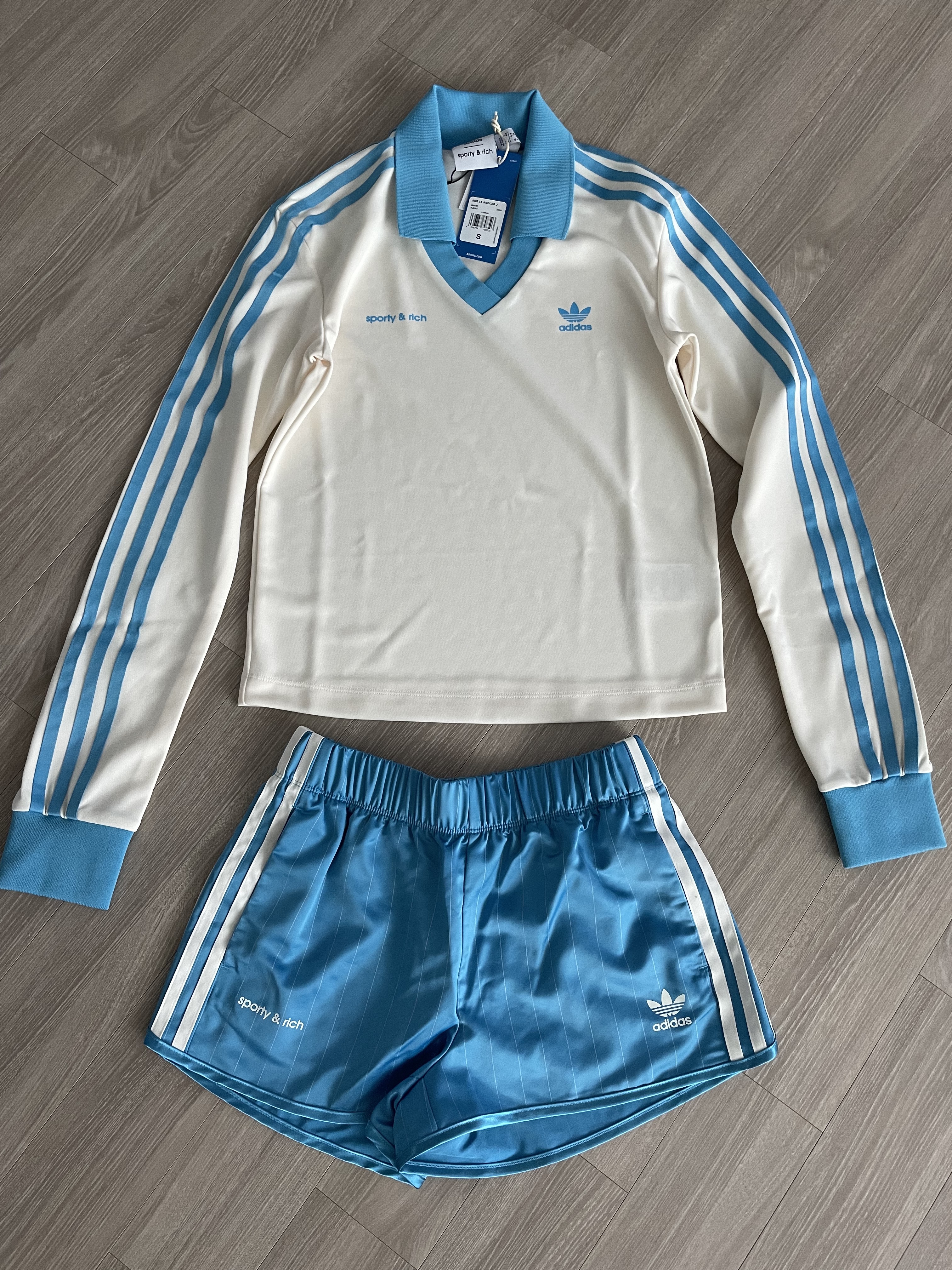 (W) Adidas x Sporty & Rich Long Sleeve Football Jersey Cream White - KR Sizing 착용 스타일 - 1