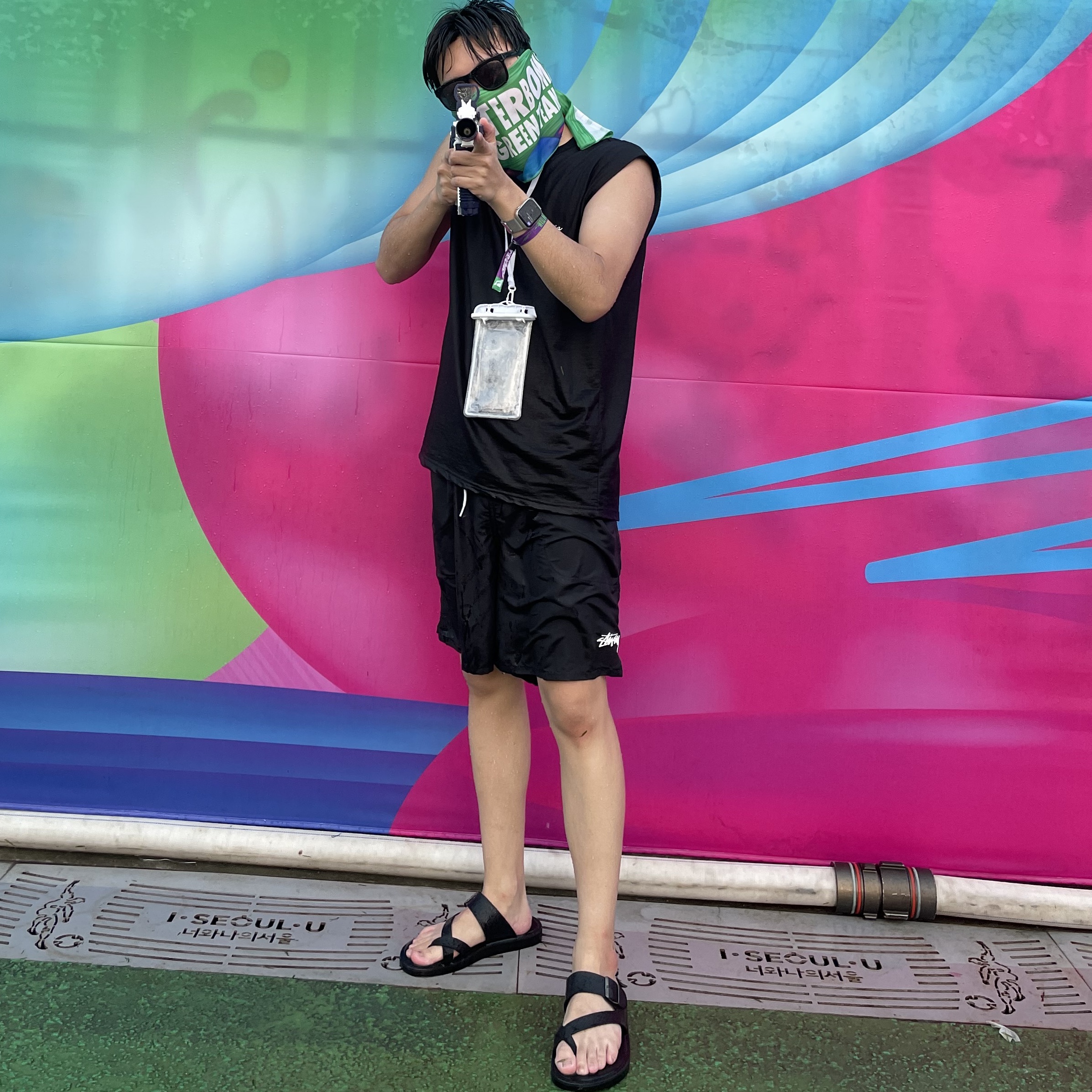 Stussy Stock Water Shorts Black 착용 스타일