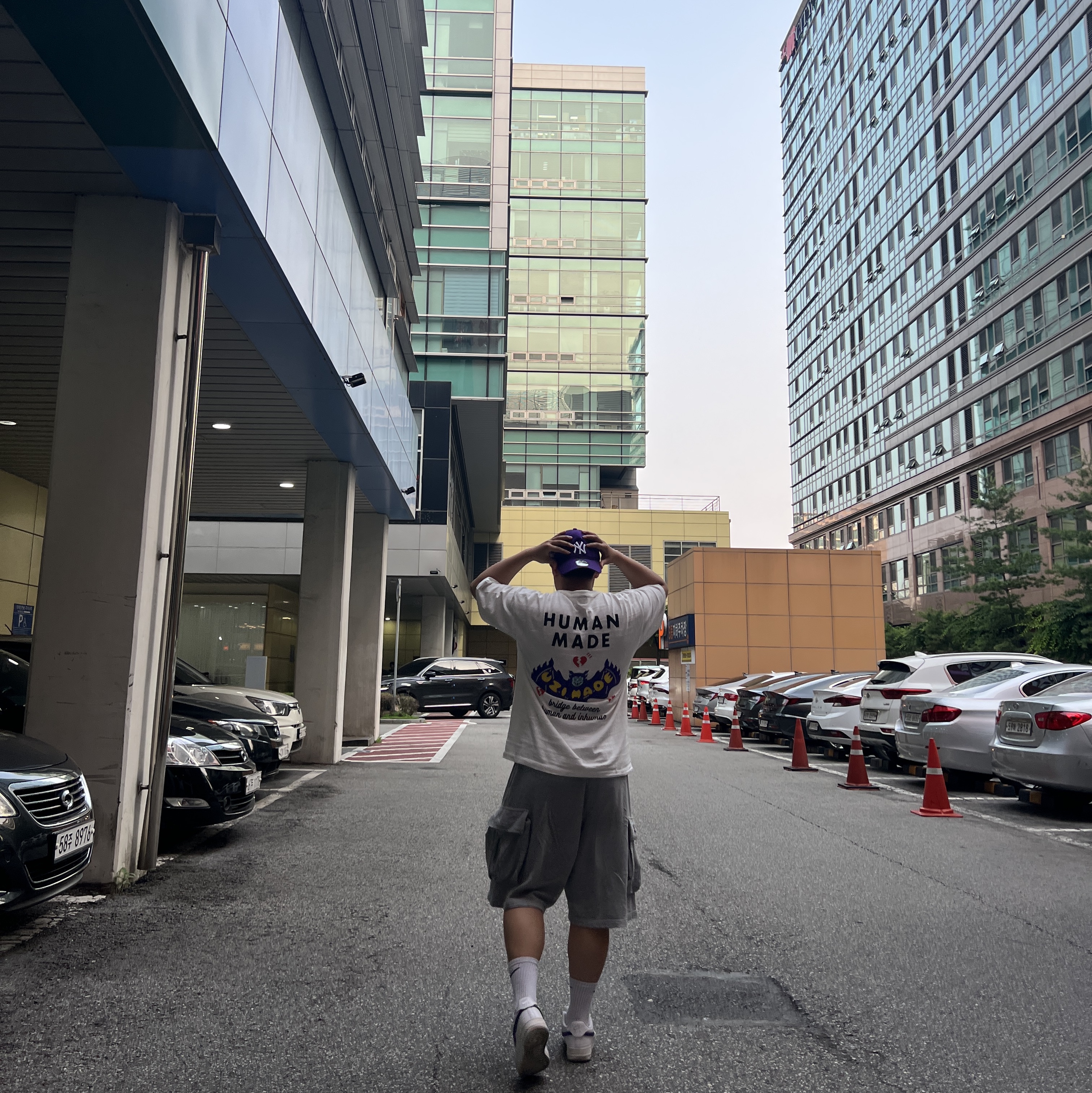 Human Made Uzi Made T-Shirt #1 White, Nike Air Force 1 Low Swoosh Pack All-Star 2018 White 착용 스타일
