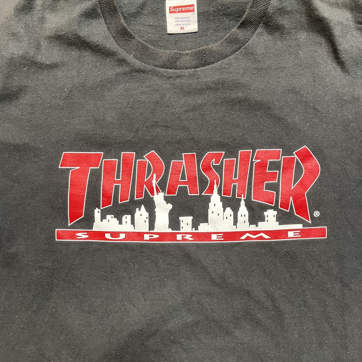Supreme x Thrasher Skyline T-Shirt Black - 21FW 착용 스타일