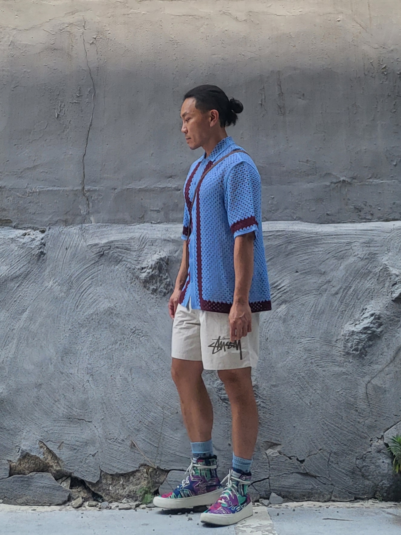 Stussy x Our Legacy Work Shop Water Shorts Taupe, Converse x Fear of God Essentials Skid Grip Hi 착용 스타일 - 1