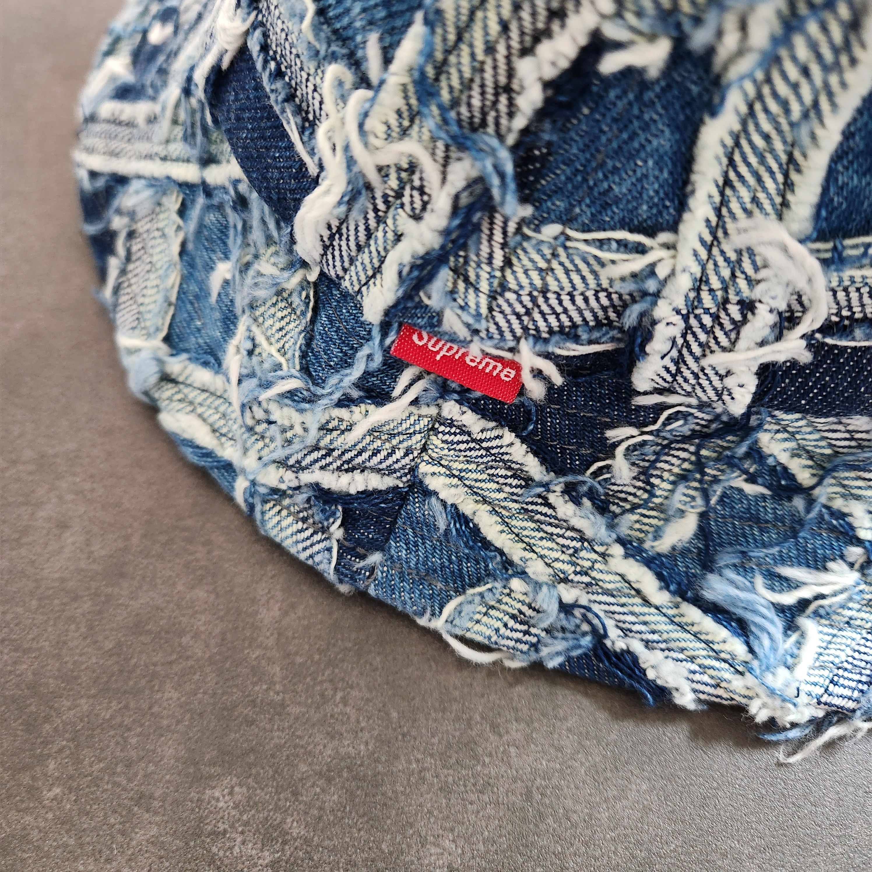 Supreme Frayed Patchwork Denim Crusher Washed Blue - 23SS 착용 스타일 - 3
